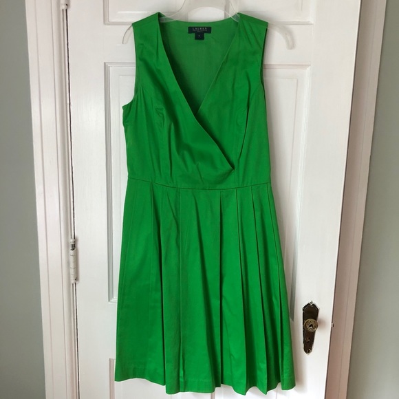ralph lauren green pleated dress RALPH LAUREN COLLECTION Size 4 Green Lime Wool Blend Pleated Dress Pan –  Sui Generis Designer Consignment main image 1